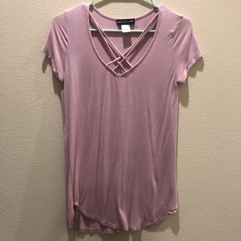 Pink Top with Strappy Chest